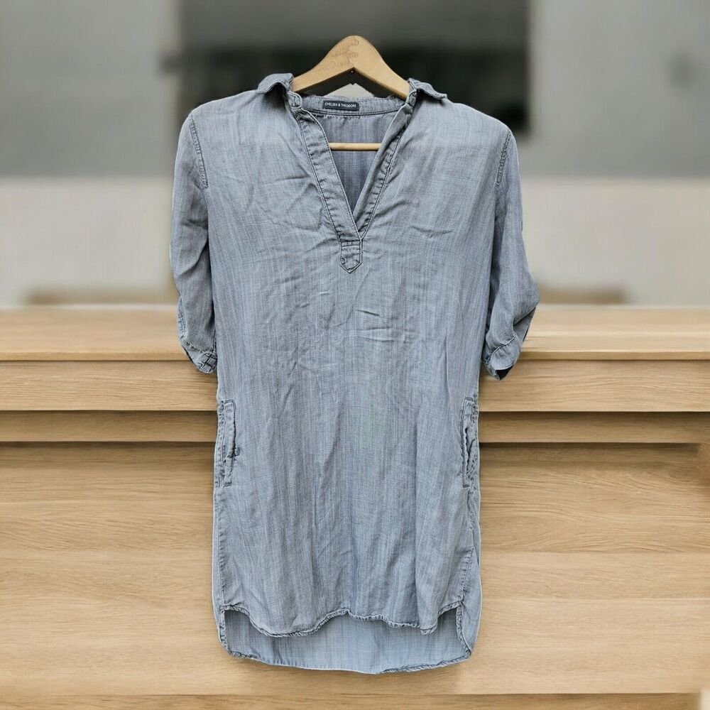 Chelsea & Theodore Light Blue Tunic Mini Dress
